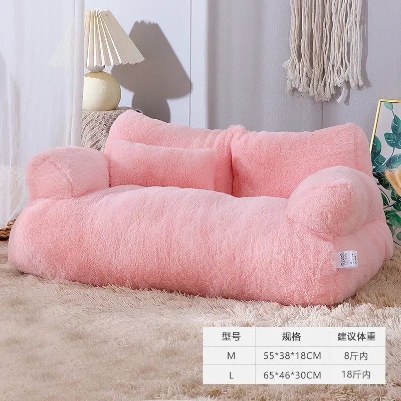 Plush Cat & Dog Bed – Washable, Warm, Cozy Pet Nest Sofa