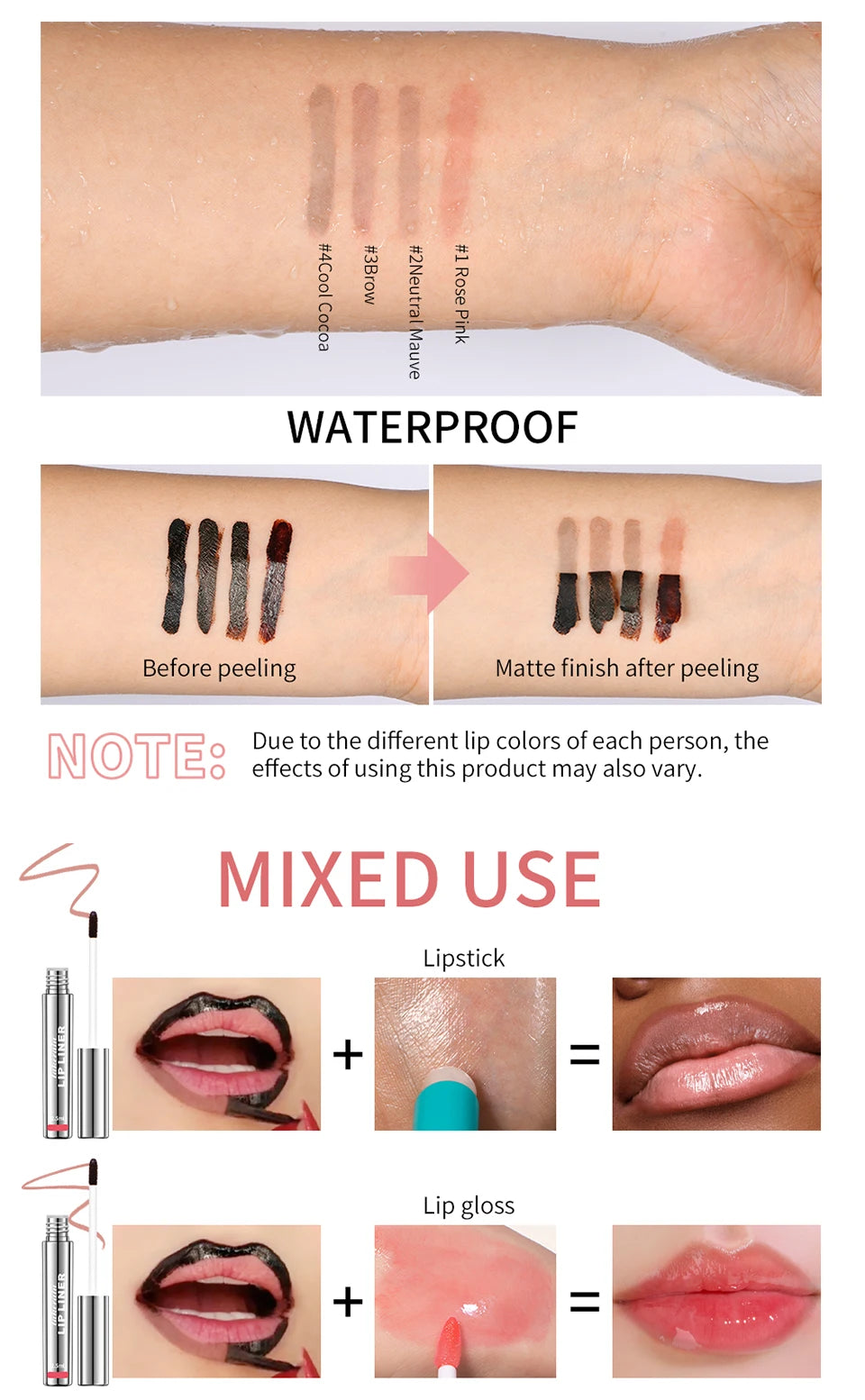 Peel-Off Lip Tint – Waterproof Matte Lip Stain & Contour Liner