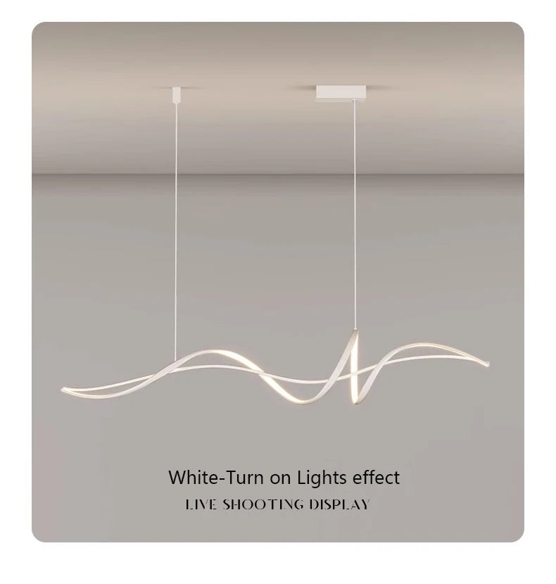 Modern Curved LED Pendant Light – Minimalist Dining Room Fixture