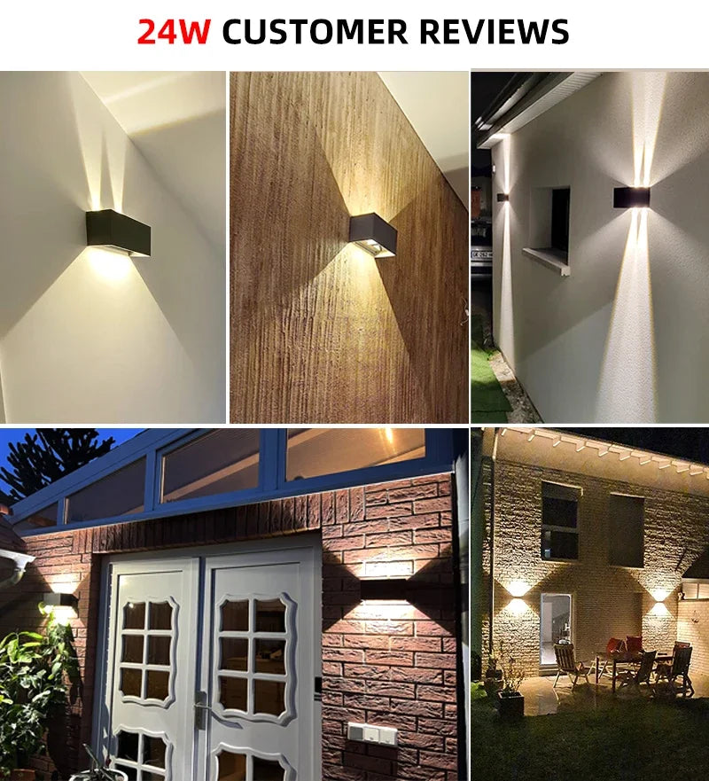 Waterproof Aluminum LED Wall Lamp – 12W/24W Indoor Outdoor Light