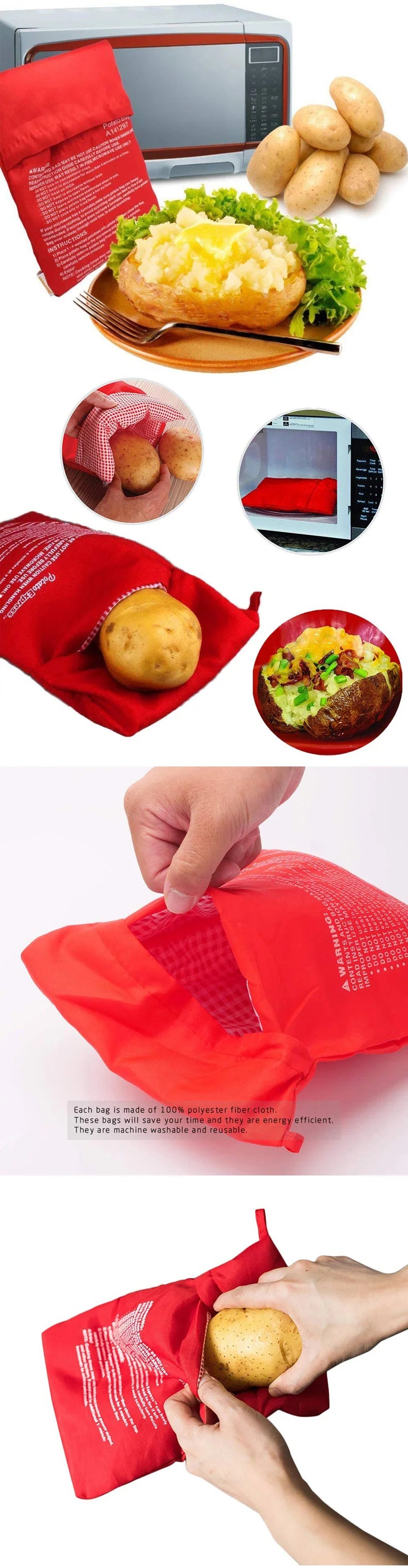 Microwave Potato Cooker Bag – Reusable Baked Potato Pouch