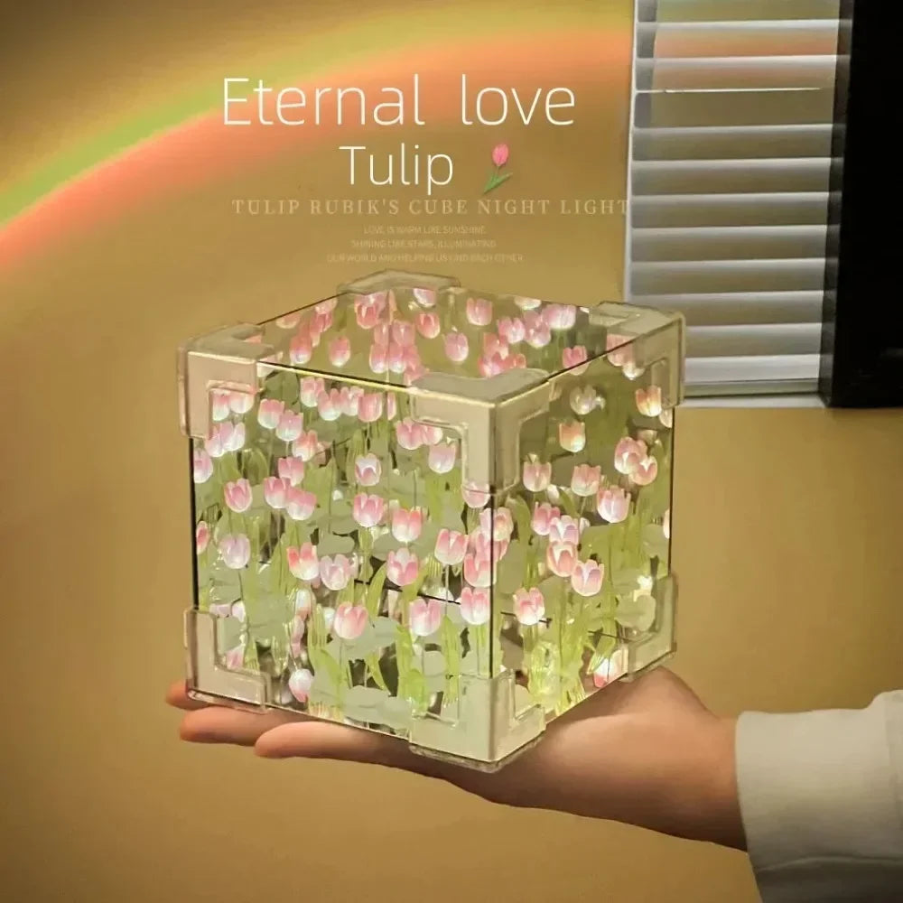 DIY Tulip Flower Night Lamp Kit – 3D Sea Cube Gift for Couples