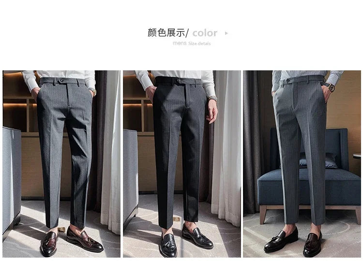 Cartmela Men’s Black Striped Suit Pants