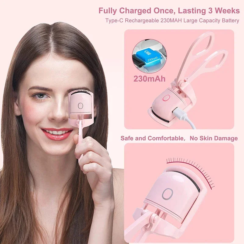 USB Heated Eyelash Curler – Quick Heat with 2 Temp Settings