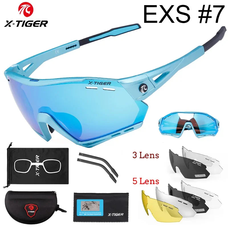 5-Lens Polarized Cycling Glasses – UV Protection Sports Eyewear