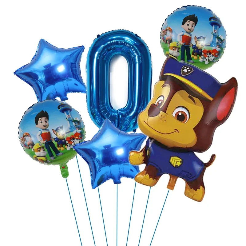 6pcs Paw Patrol Foil Balloons – Kids Birthday Party Decorations