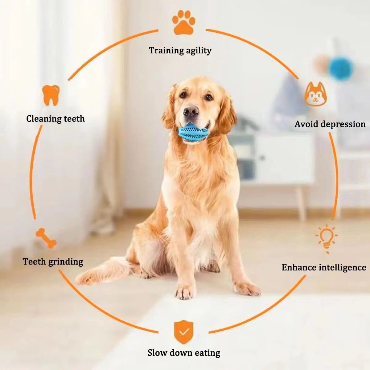 Dog Chew Toy Ball – Tough Rubber Teeth Cleaning Snack Ball