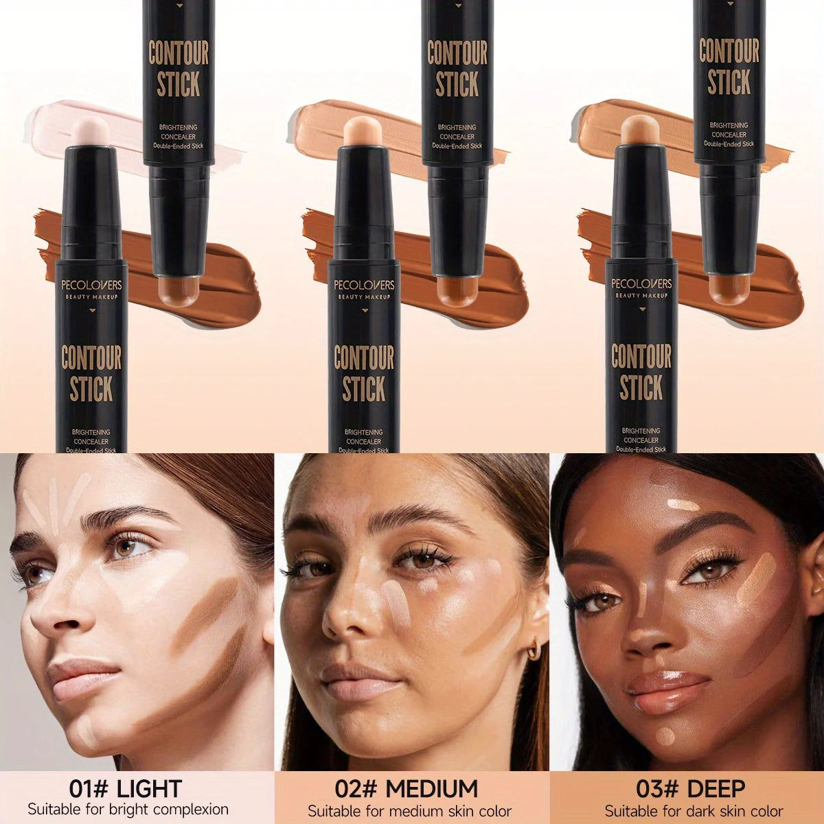 Double-Head Contouring Stick with Concealer & Highlighter Duo