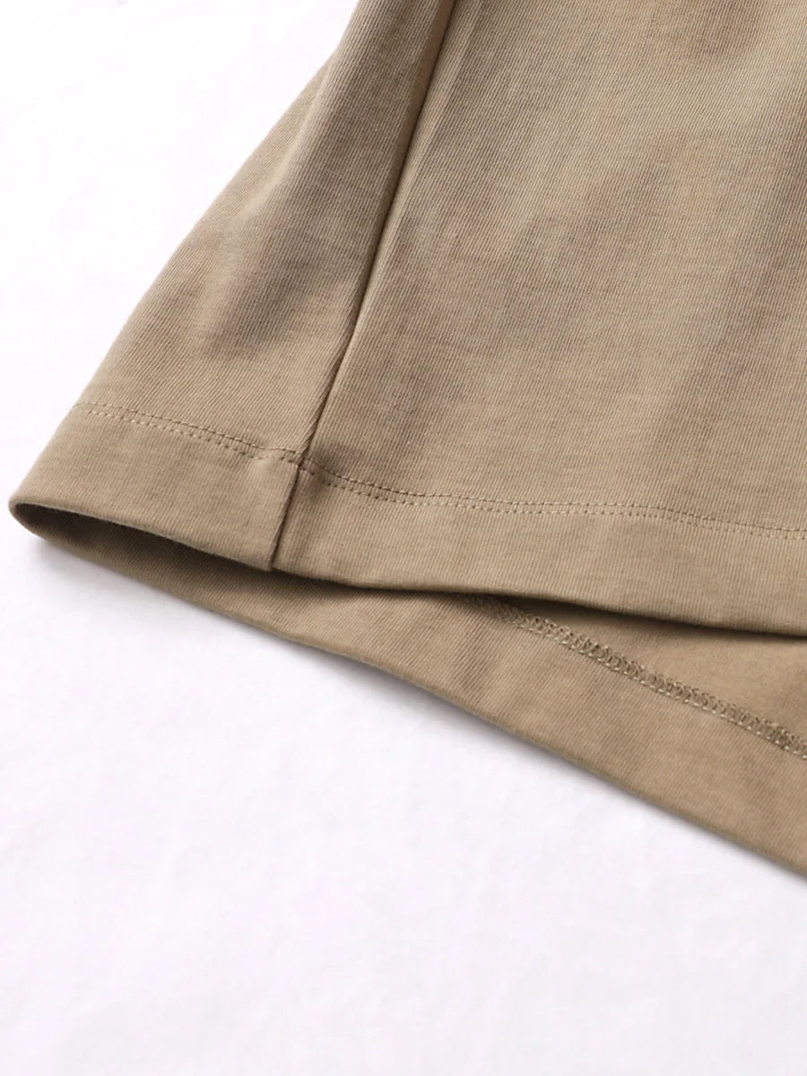 Oversized Heavy Cotton T-Shirt Men Solid Color Drop Shoulder Loose Fit