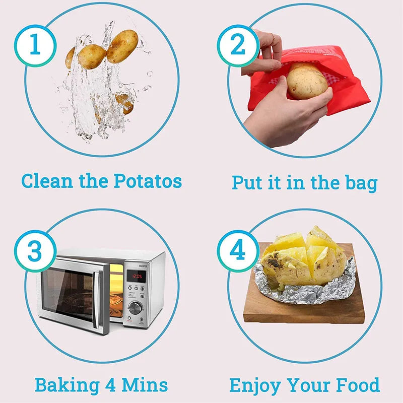 Microwave Potato Cooker Bag – Reusable Baked Potato Pouch