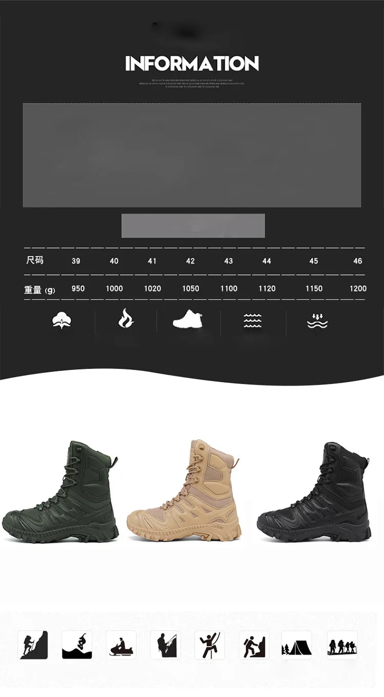 Special Forces Desert Combat Tactical Men's Tall Boots