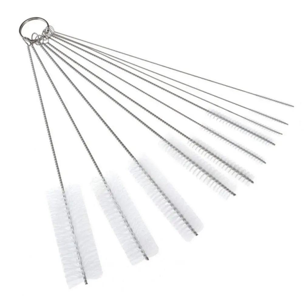 10pcs Kitchen Bottle & Straw Cleaning Brush Set – Nylon Bristles