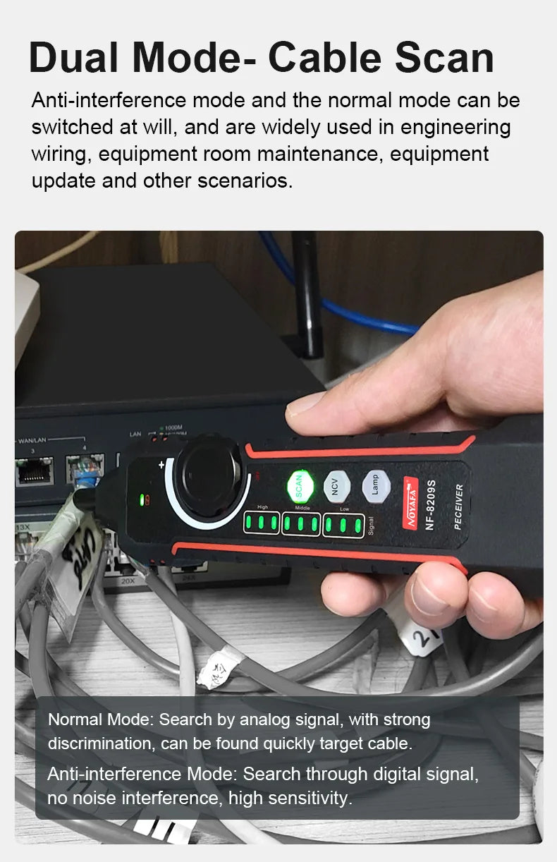 Network Cable Tracker & Tester – LCD Display, Wiremap, Length Tool