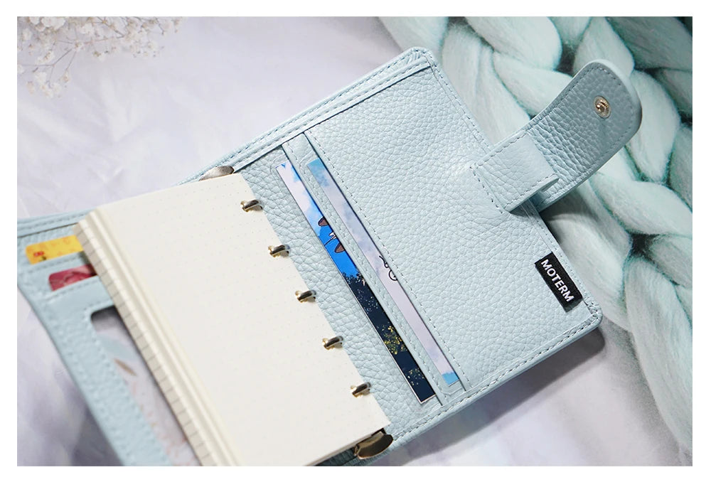A8 / M5 Mini Rings Planner – Pebbled Grain Cowhide Leather Organizer