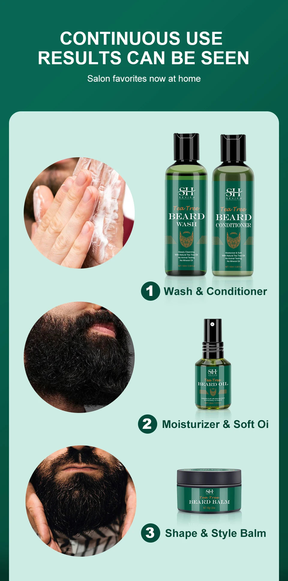 Beard Growth Kit for Men – Oil, Shampoo & Moustache Care Set
