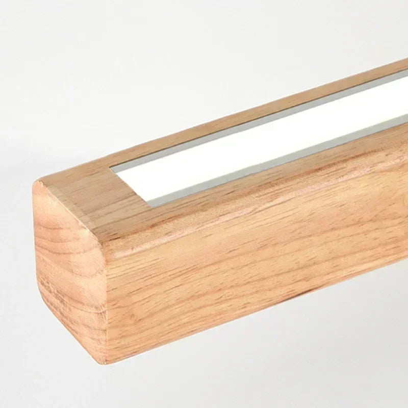 Nordic Wood LED Pendant Light – Long Strip Dining Table Fixture
