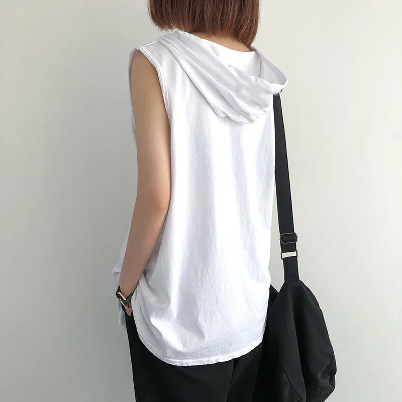 Men’s Solid Color Hooded Tank Top