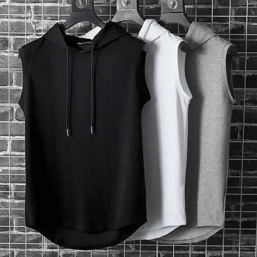 Men’s Solid Color Hooded Tank Top