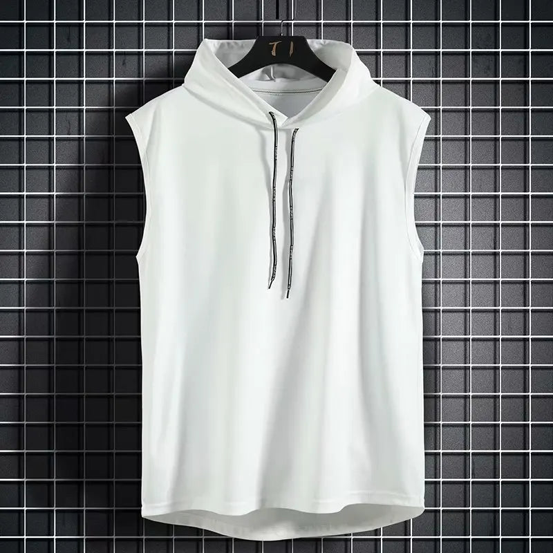 Men’s Solid Color Hooded Tank Top