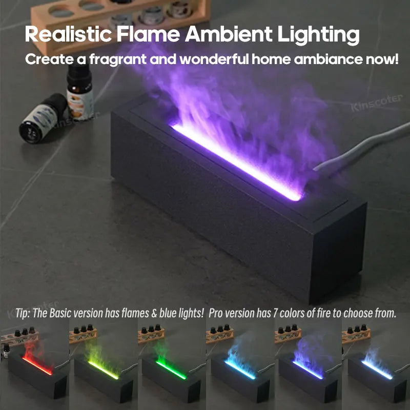 Essential oil diffuser with flame design and mist function