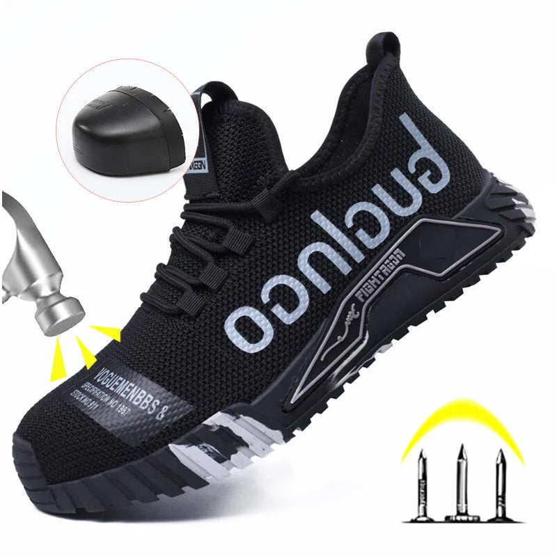 Breathable steel toe shoes for industrial and construction work
