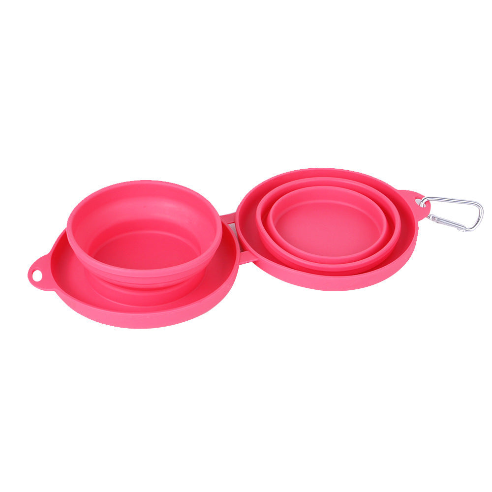 Rubber Foldable Double Pet Feeding Bowl – For Dogs & Cats