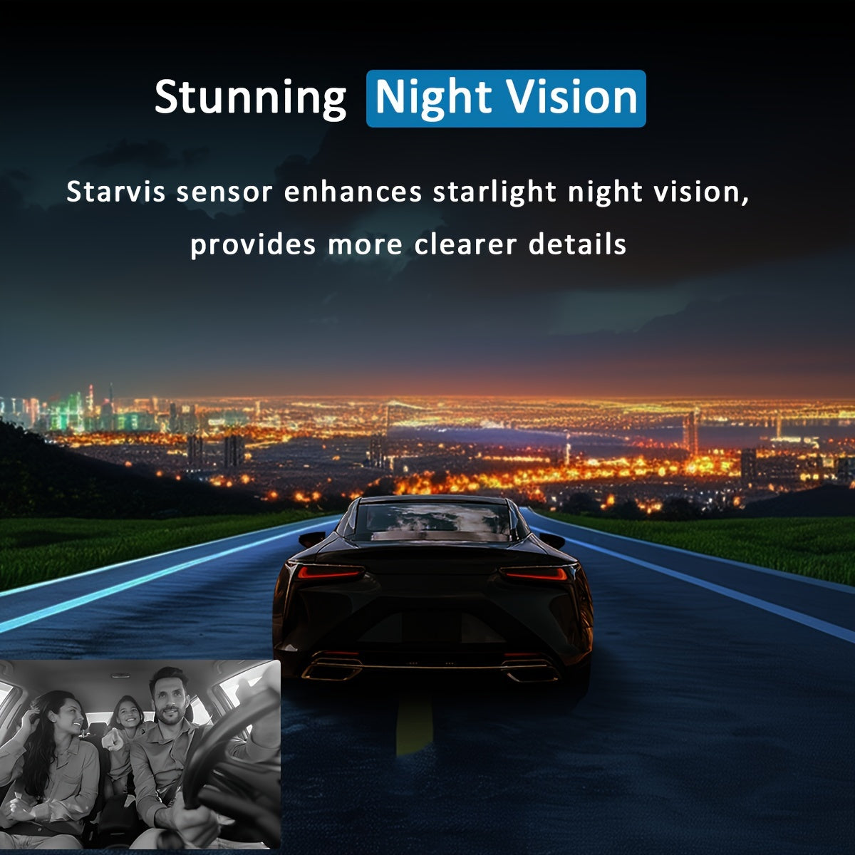 1080P Dash Cam Front & Inside | Night Vision, G-Sensor, Loop Recording