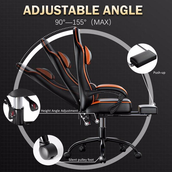 Ergonomic Gaming Chair with Footrest & Lumbar Support