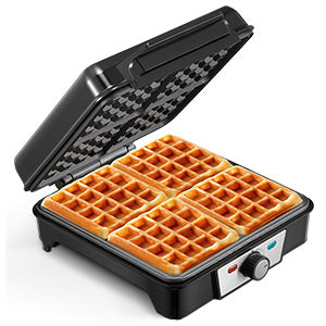 4-Slice Belgian Waffle Maker with Nonstick Plates – 1200W Compact