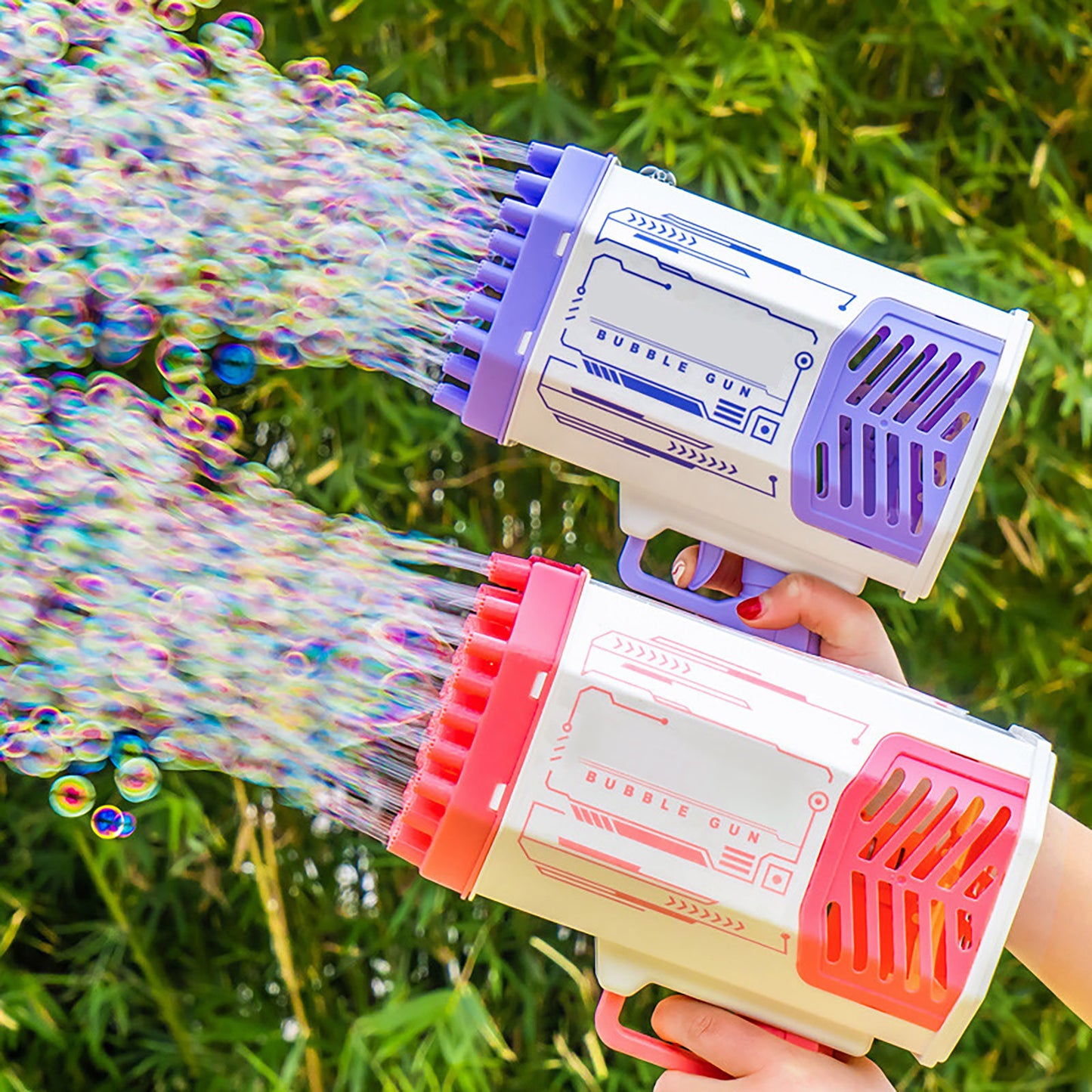 69-Hole Rocket Bubble Gun with Lights – Automatic Bubble Blower for Kids