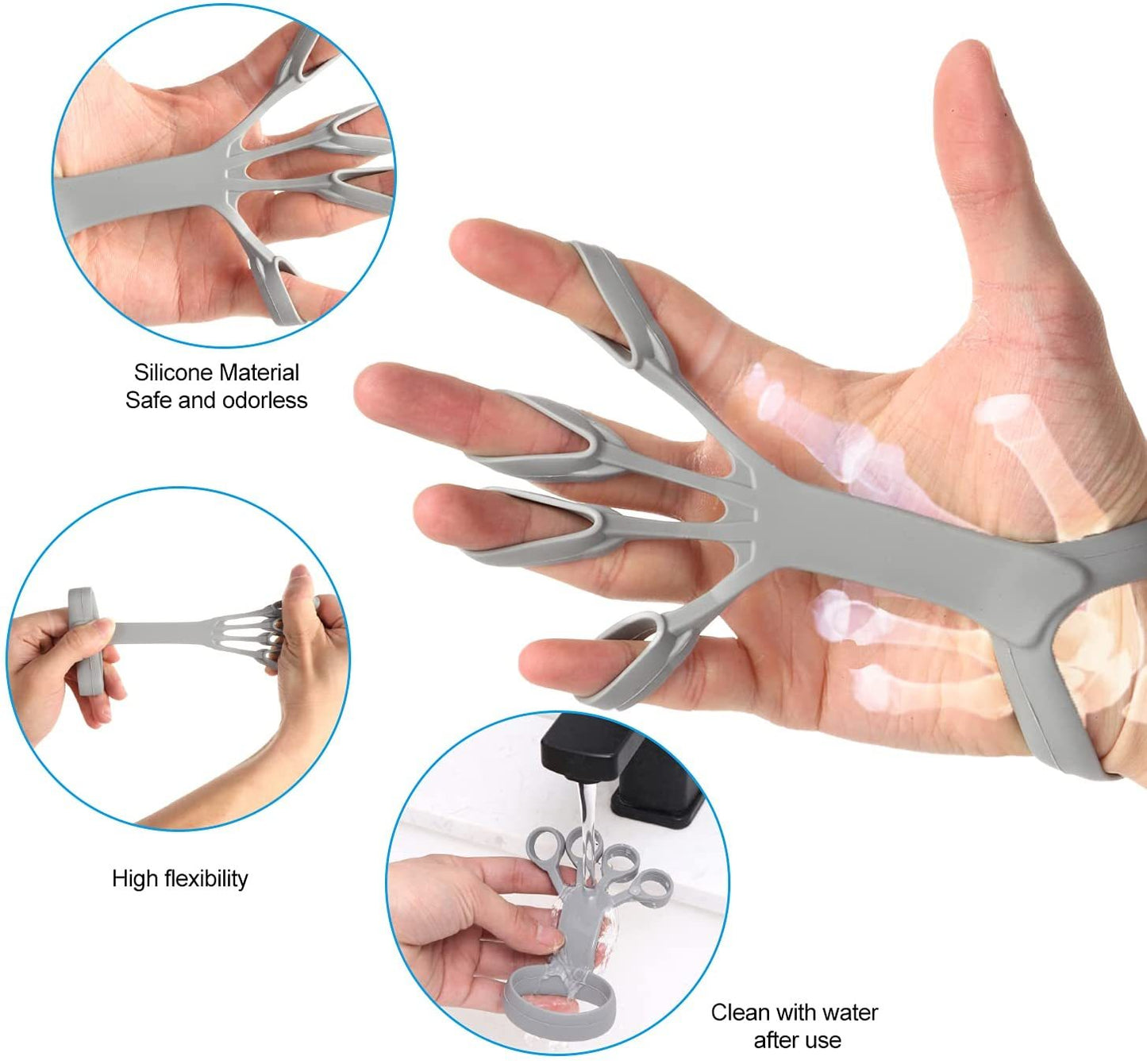 Silicone Finger Stretcher Hand Grip Trainer for Pain Relief & Rehab