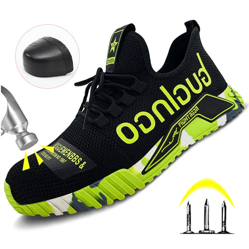 Lightweight steel toe safety shoes for men with breathable mesh upper