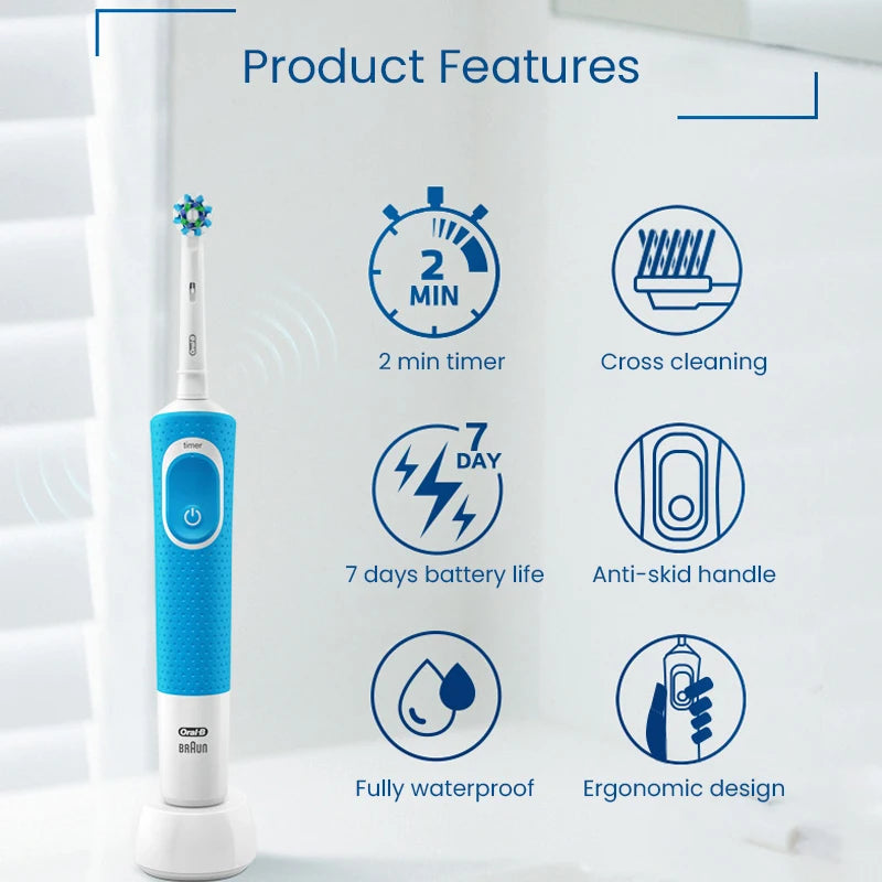 Oral-B D100 electric toothbrush with brush head and inductive charger