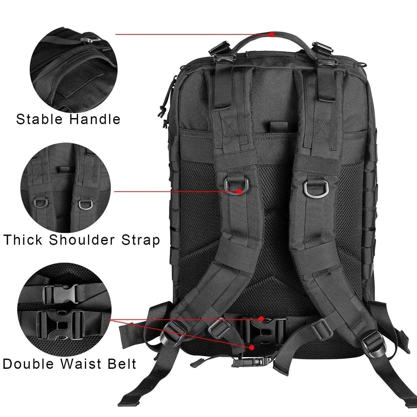 Durable outdoor backpack for trekking, camping, and survival gear