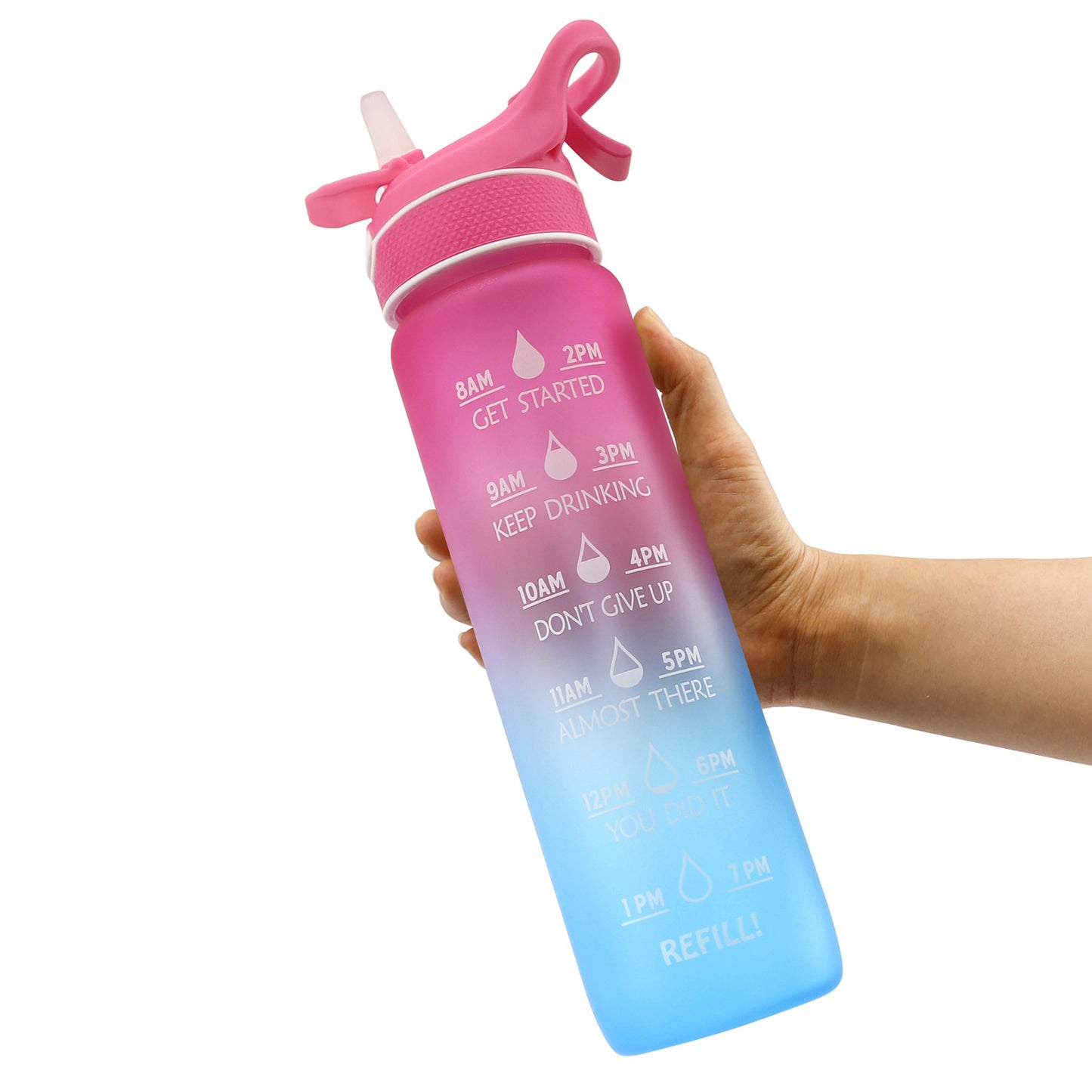Sports water bottle with straw and bounce cover for outdoor adventures and hiking
