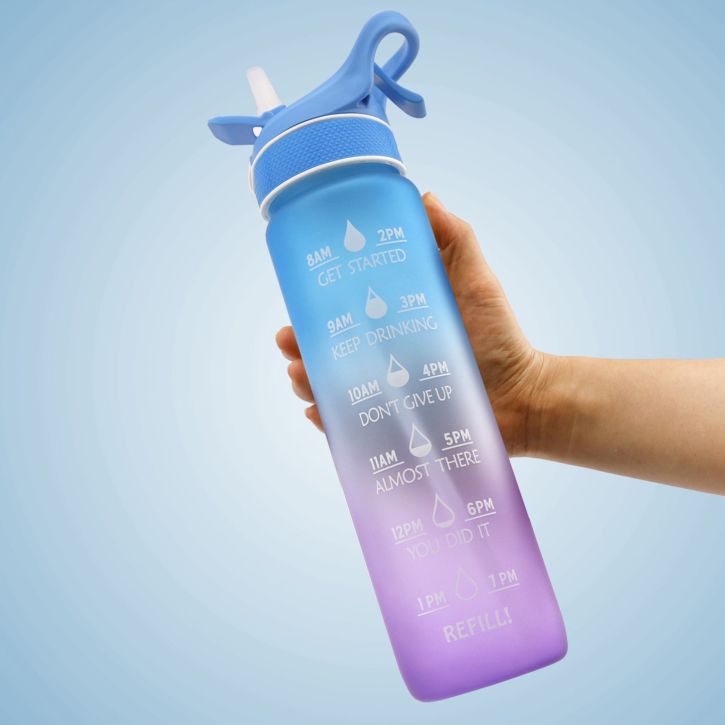 Compact and portable water bottle with straw, perfect for travel and on-the-go hydration