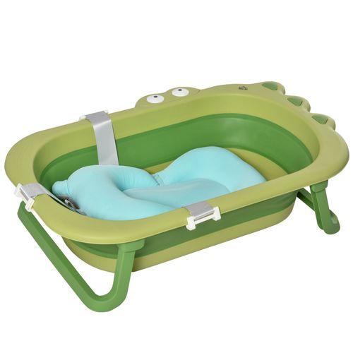 Cartmela Foldable Baby Bath Tub with Cushion – Green (0-3 Years)