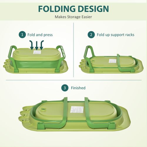Cartmela Foldable Baby Bath Tub with Cushion – Green (0-3 Years)