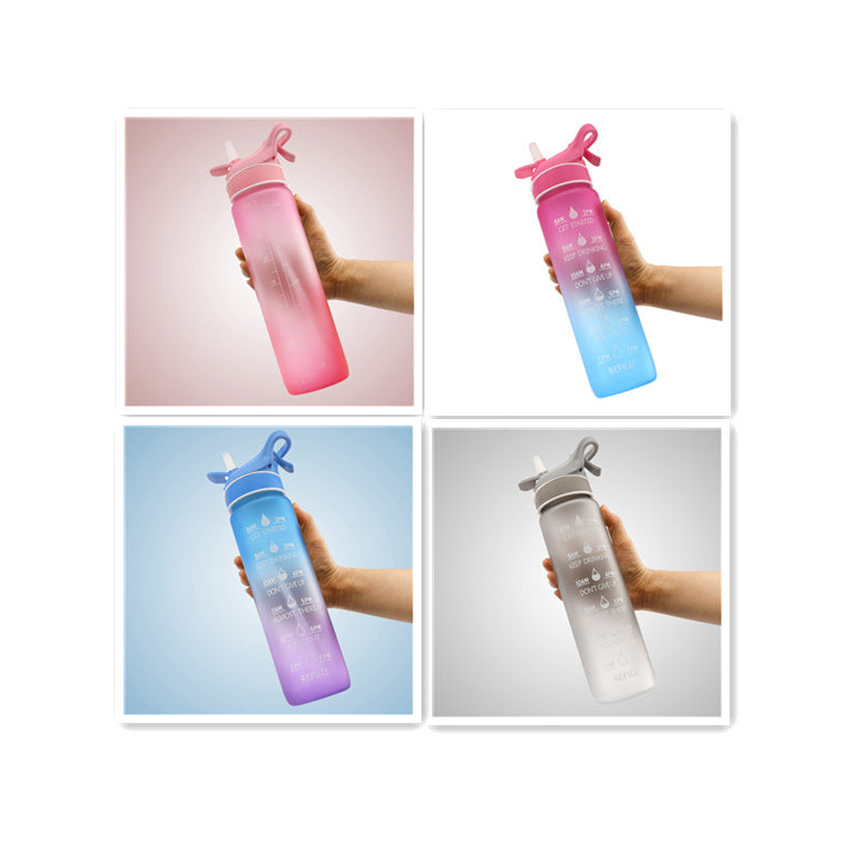 Close-up of 800ml sports water bottle with straw and bounce cover for convenient hydration