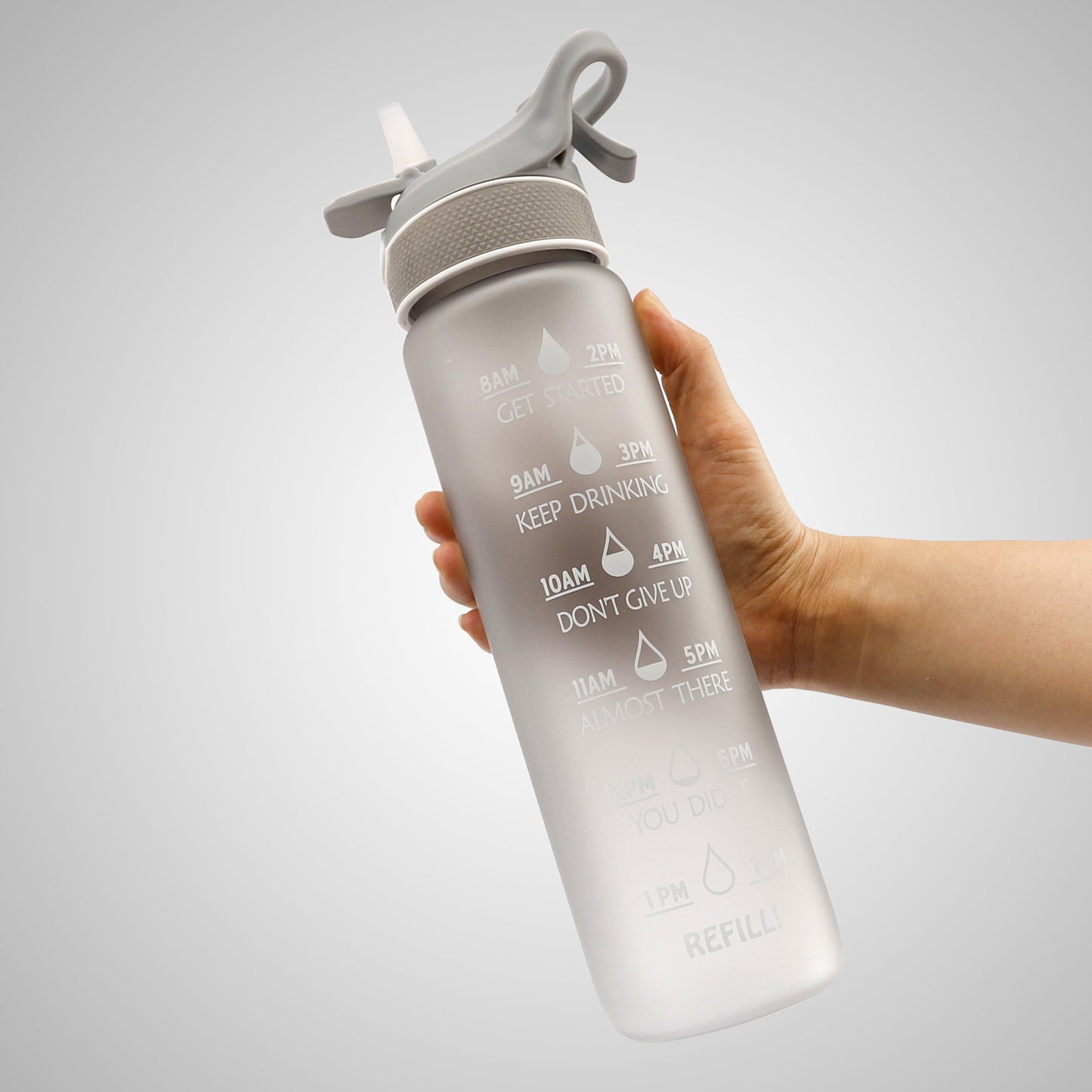 Ergonomic design of sports water bottle with straw and bounce cover, easy to carry