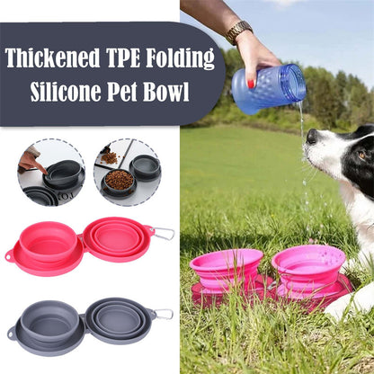 Rubber Foldable Double Pet Feeding Bowl – For Dogs & Cats