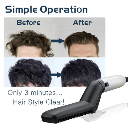 Men’s Beard & Hair Straightener Brush – Quick Heating Styler Comb 2-in-1
