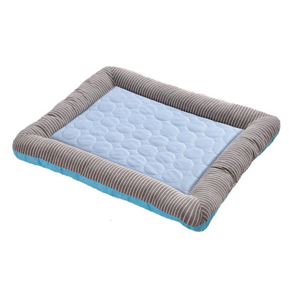 Pet Cooling Pad Bed – Soft Ice Silk Mat for Dogs, Cats & Puppies (Blue)