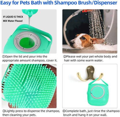 Pet Shampoo Massager Brush – Silicone Grooming Scrubber for Dogs & Cats