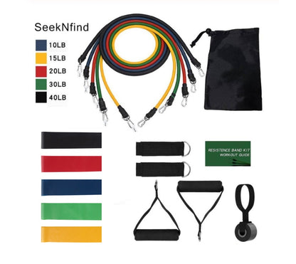 11 Pcs Resistance Band Elastic Pull Rope Set – Full Body Workout Kit