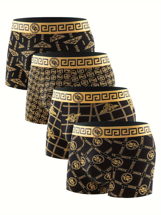Set of 4 Men’s Boxer Shorts – Breathable Mid-Rise Underwear
