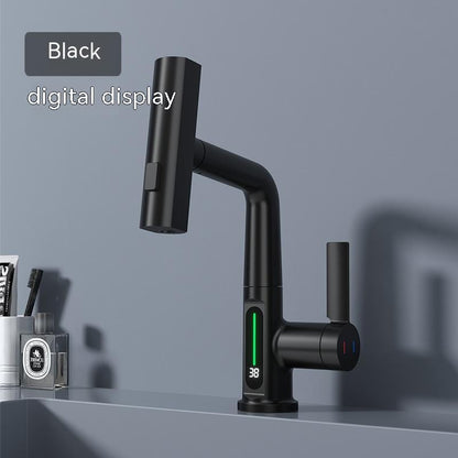 Intelligent Digital Display Pull-Out Basin Faucet – Rotating & Temperature Display