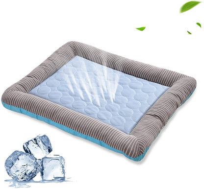 Pet Cooling Pad Bed – Soft Ice Silk Mat for Dogs, Cats & Puppies (Blue)