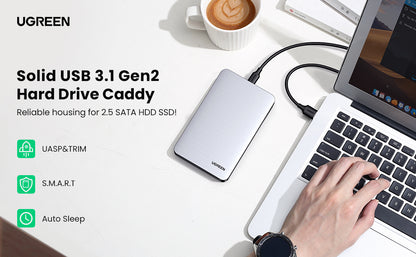 2.5" SATA to USB-C 3.1 Gen 2 HDD SSD Enclosure Aluminum Case