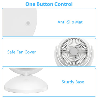 Portable Oscillating Desk Fan – 4 Speeds, 360° Tilt, Rechargeable